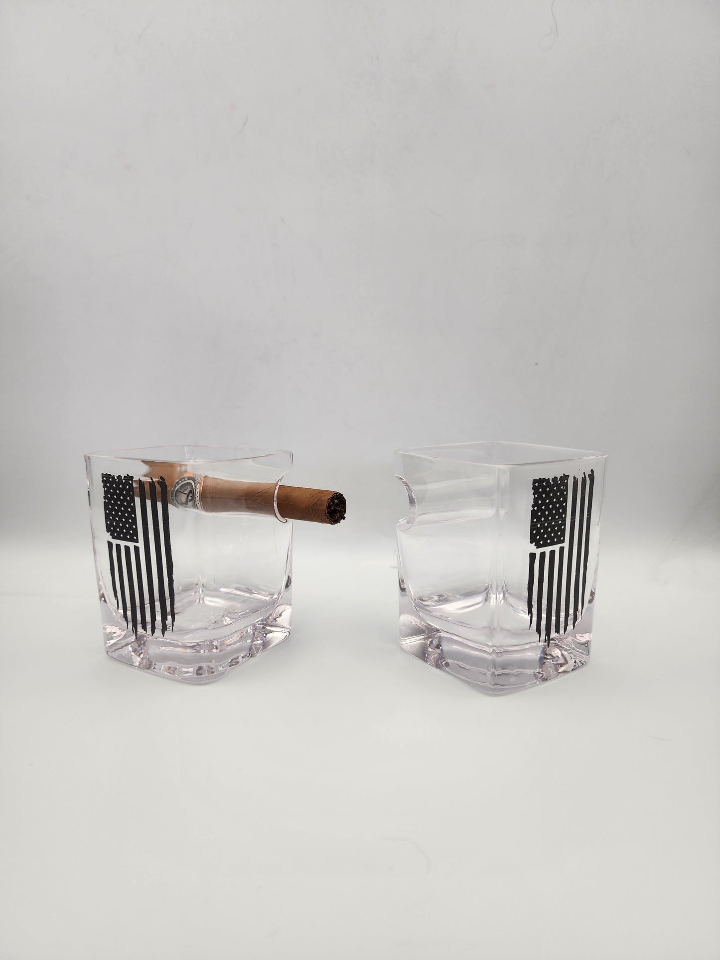 Rocks Glasses with Cigar Holder