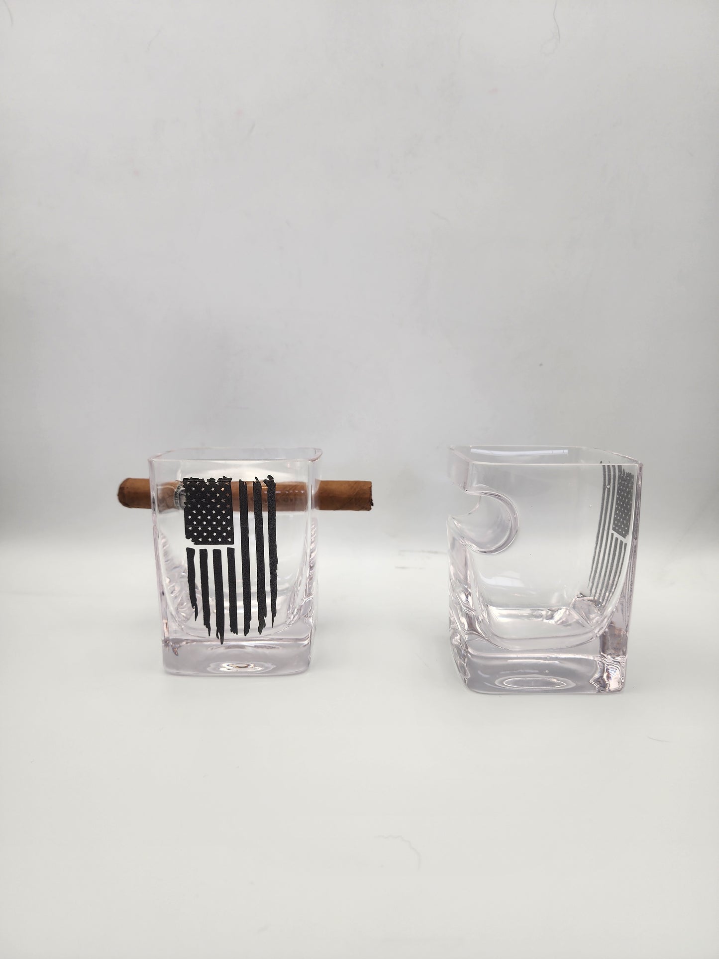 Rocks Glasses with Cigar Holder