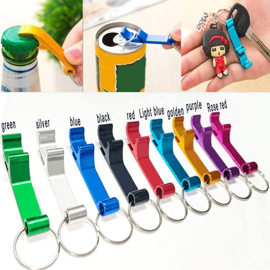 Personalized Aluminum Bottle Opener Keychains - Custom Engraved in 9 Vibrant Colors