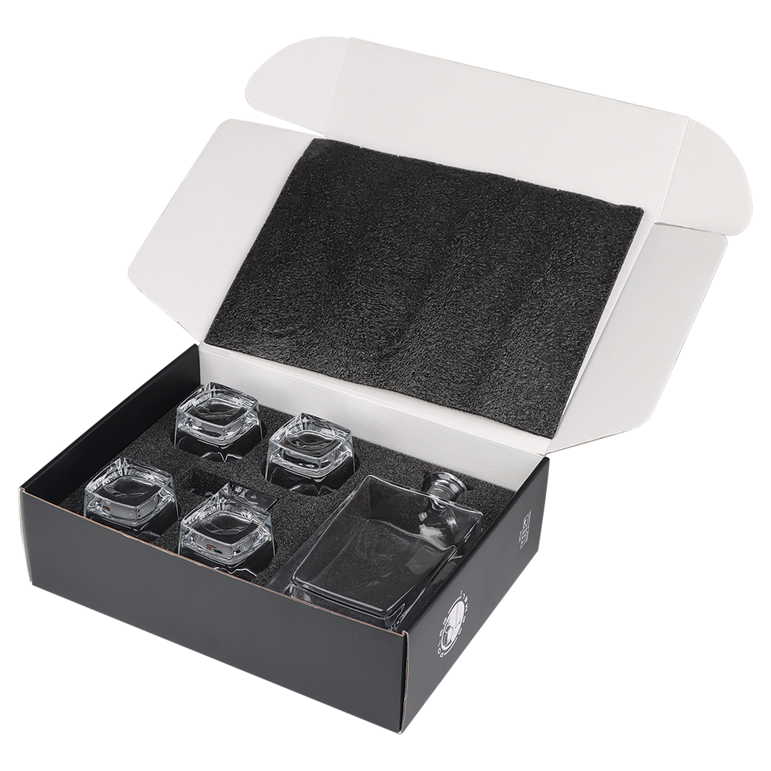 Polar Camel Rectangle Glass Decanter Set