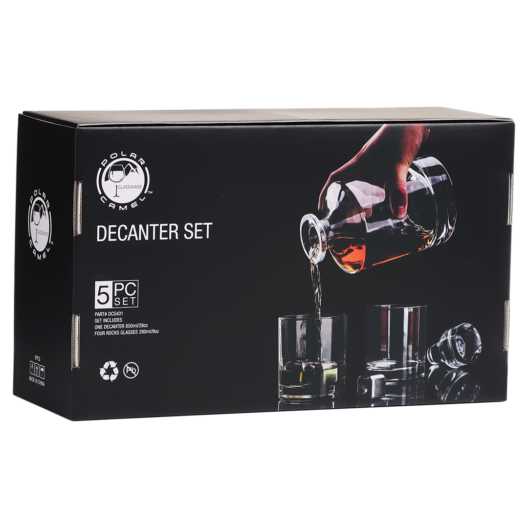 Polar Camel Round Glass Decanter Set