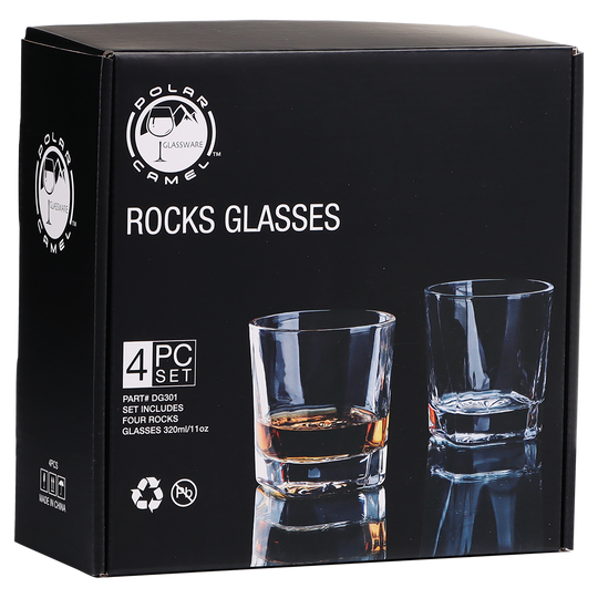 Polar Camel 11 oz. Square Rocks Glasses (4 Glasses)