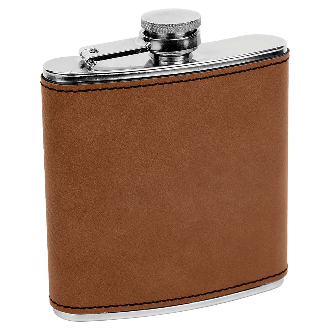 Custom 6oz Leatherette Flasks – Personalized for Any Occasion