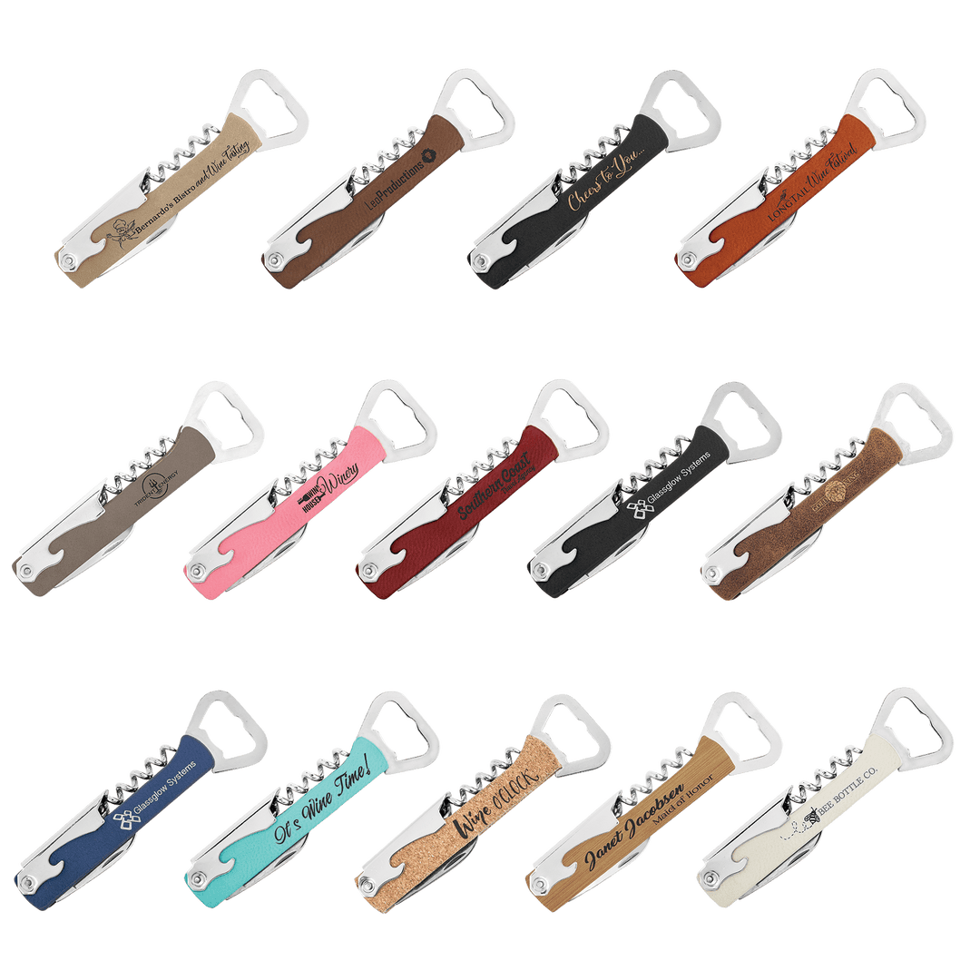 Personalized Leatherette Corkscrew Wine Openers