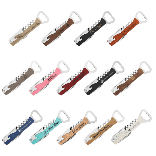 Personalized Leatherette Corkscrew Wine Openers