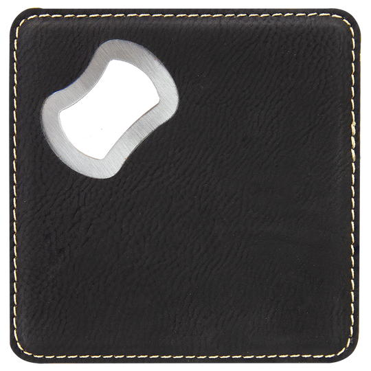 4" x 4" Square Leatherette Bottle Opener Coaster