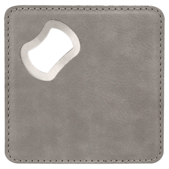 4" x 4" Square Leatherette Bottle Opener Coaster