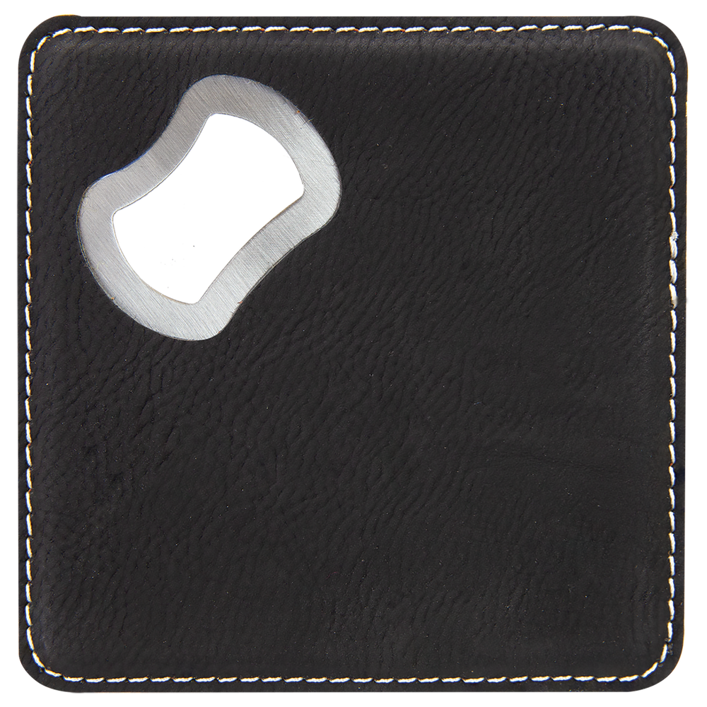 4" x 4" Square Leatherette Bottle Opener Coaster