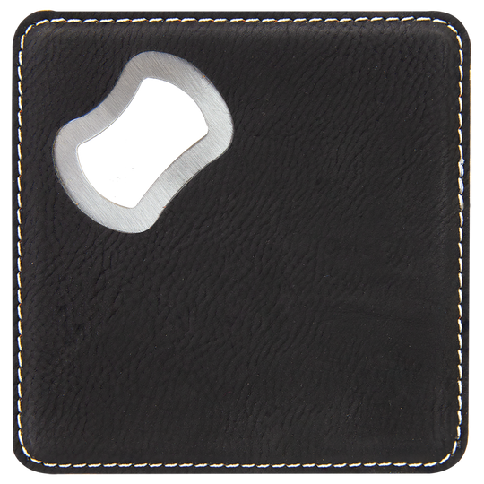 4" x 4" Square Leatherette Bottle Opener Coaster