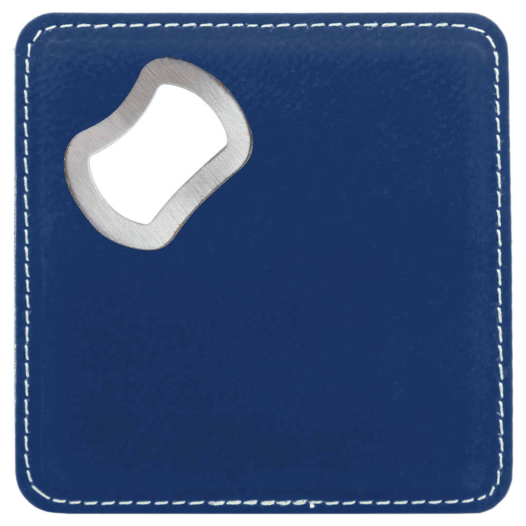 4" x 4" Square Leatherette Bottle Opener Coaster
