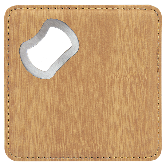4" x 4" Square Leatherette Bottle Opener Coaster