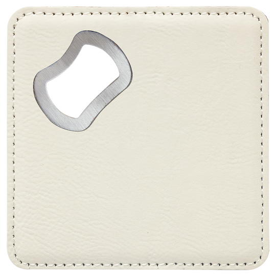 4" x 4" Square Leatherette Bottle Opener Coaster