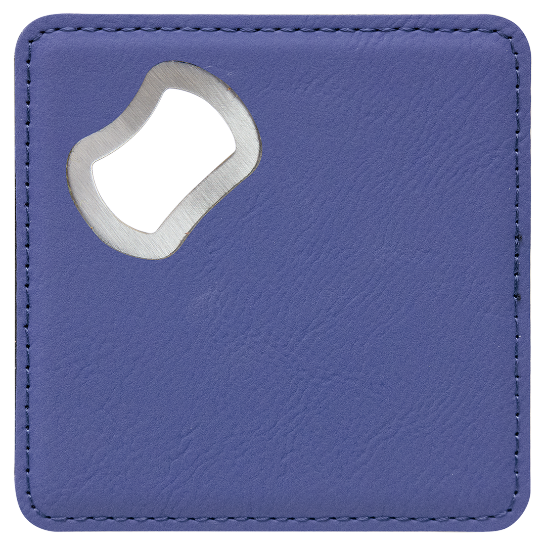 4" x 4" Square Leatherette Bottle Opener Coaster