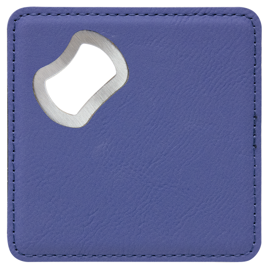 4" x 4" Square Leatherette Bottle Opener Coaster