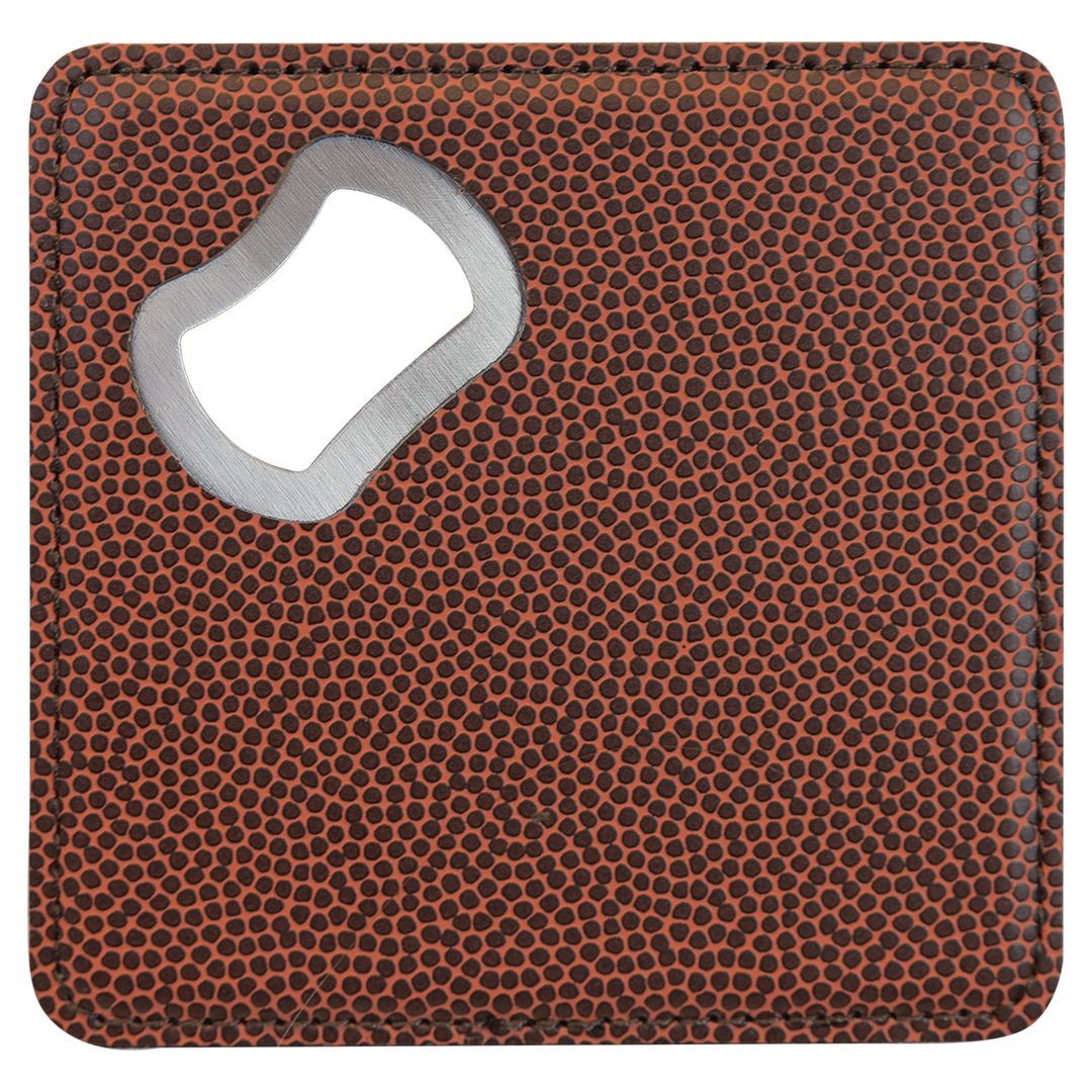 4" x 4" Square Leatherette Bottle Opener Coaster