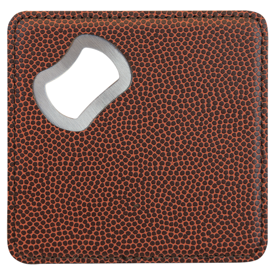 4" x 4" Square Leatherette Bottle Opener Coaster