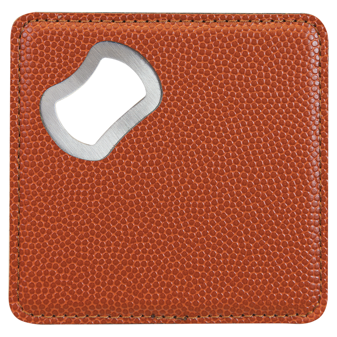 4" x 4" Square Leatherette Bottle Opener Coaster