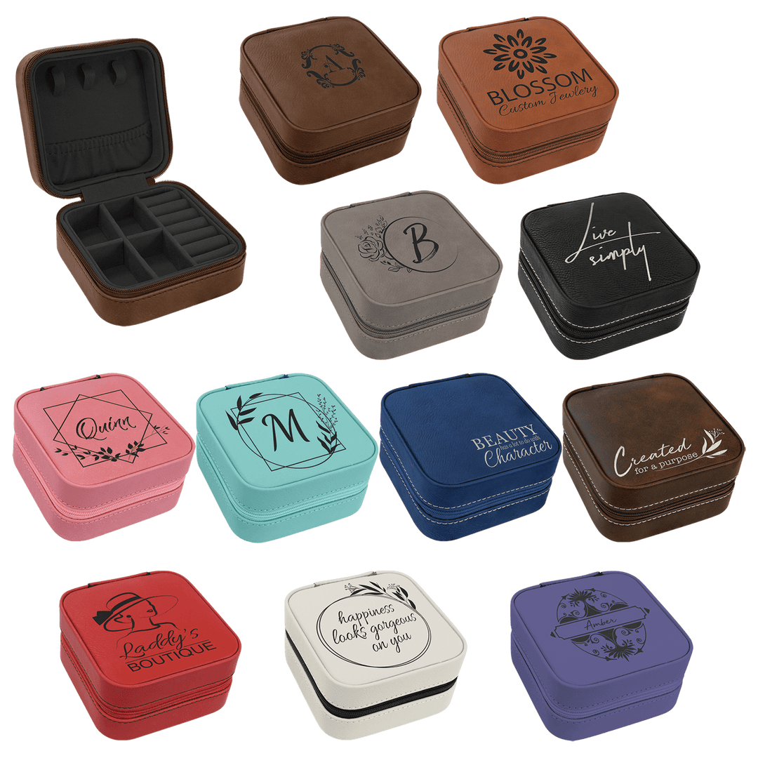 4x4 Leatherette Travel Jewelry Box – Custom Engraved