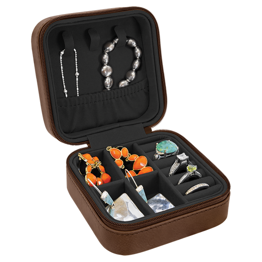 4x4 Leatherette Travel Jewelry Box – Custom Engraved