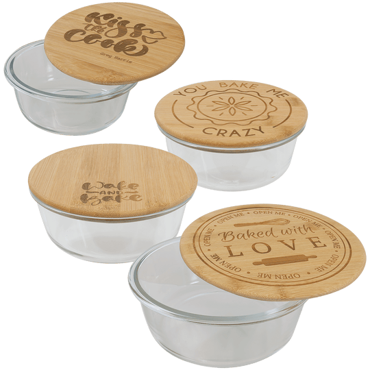 Glass Storage Containers with Engravable Bamboo Lids