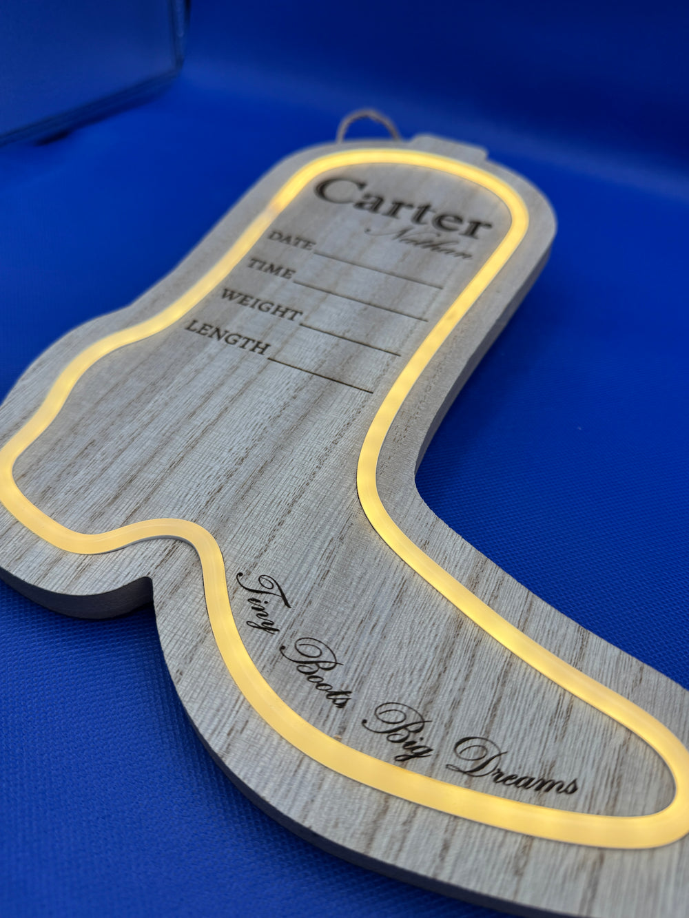 Baby Boot Birth Stats Sign - Personalized Wooden Keepsake