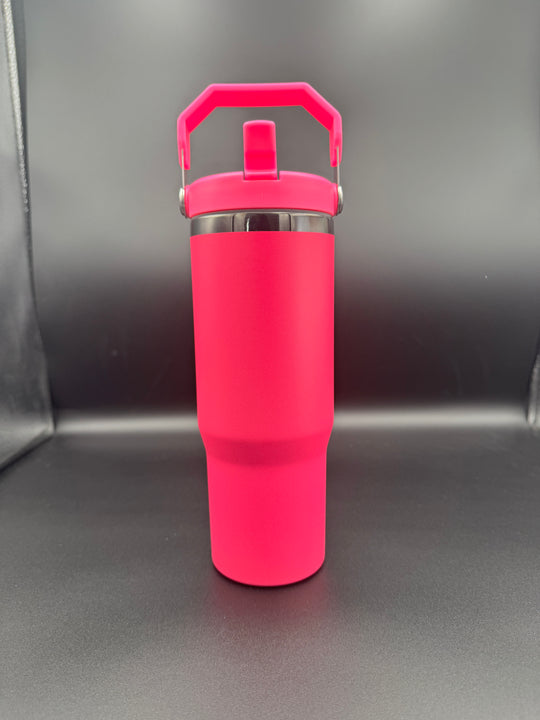 30oz Flip Straw Black plated Water Bottle