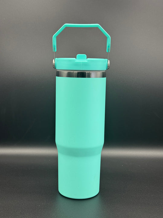 30oz Flip Straw Black plated Water Bottle