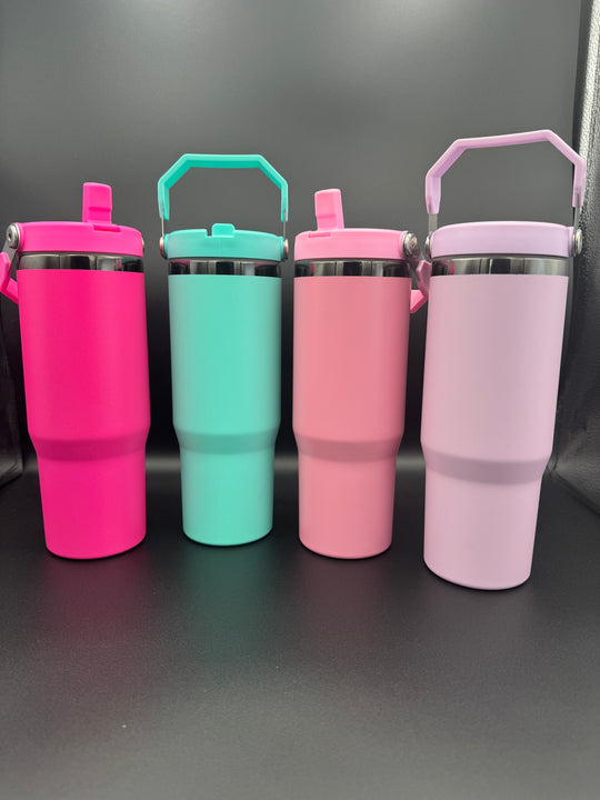30oz Flip Straw Black plated Water Bottle