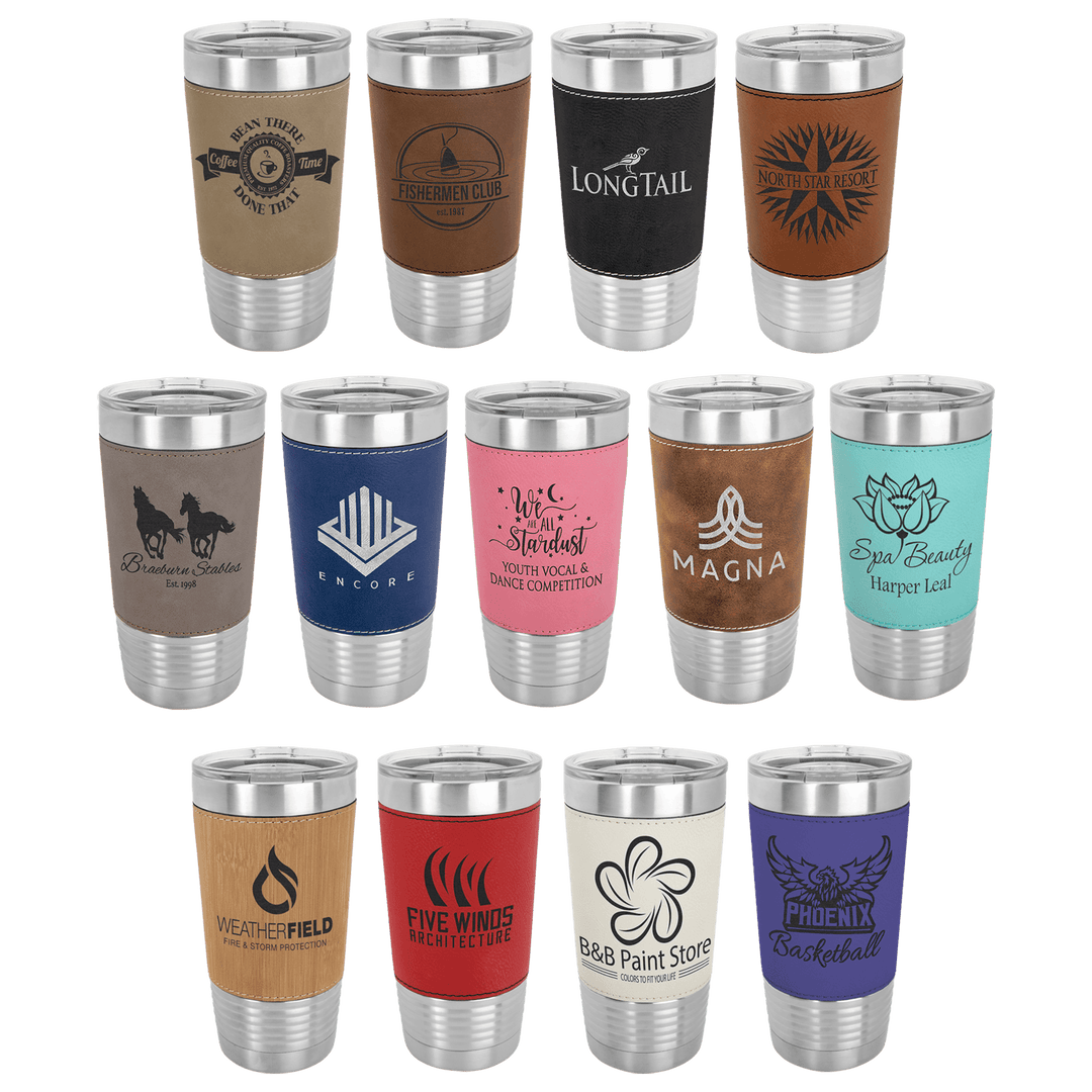 20oz Customizable Leatherette Stainless Steel Tumbler