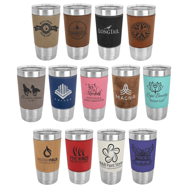 20oz Customizable Leatherette Stainless Steel Tumbler