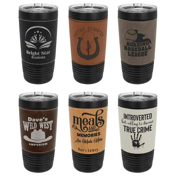20oz Black w/ Leatherette Tumbler