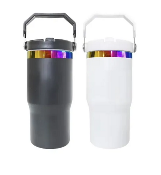 20oz Flip Straw Rainbow Plated Water Bottle