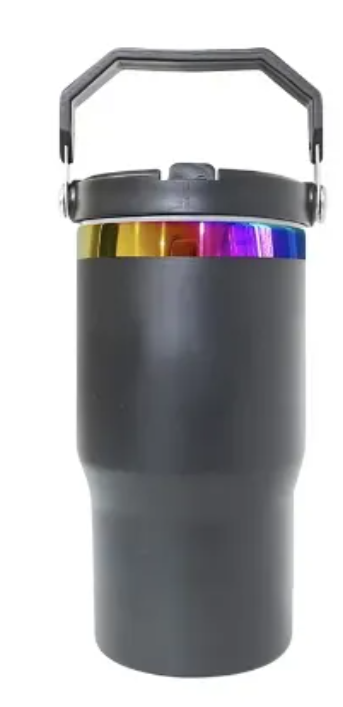 20oz Flip Straw Rainbow Plated Water Bottle