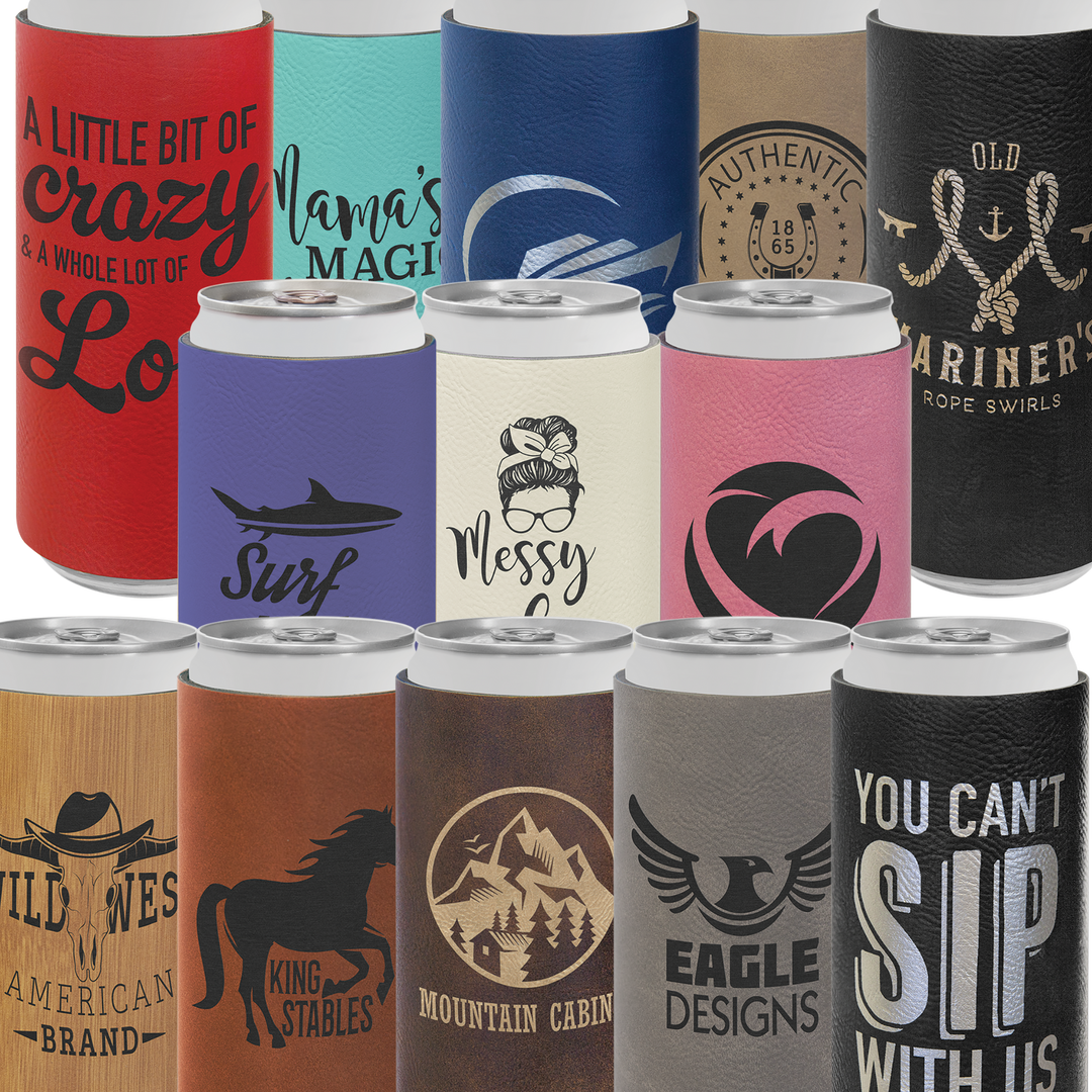 Slim Can Leatherette Koozies – Because One Vibe Just Isn’t Enough