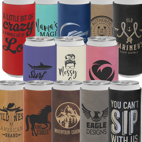 Slim Can Leatherette Koozies – Because One Vibe Just Isn’t Enough