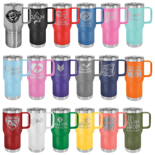 20oz Customizable Stainless Steel Travel Mug with Handle