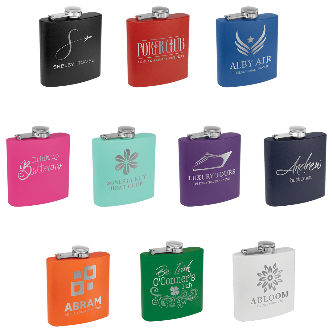 6oz Powder-Coated Stainless Steel Flask – Customizable &amp; Durable