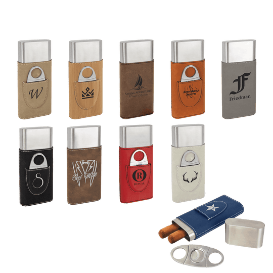 Custom Leatherette Cigar Holder with Cutter – Personalized & Sophisticated